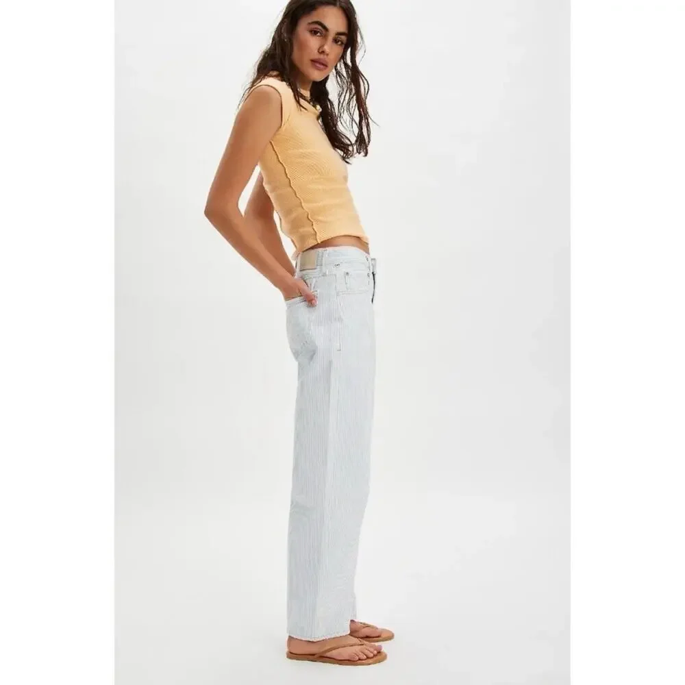 Citizens of Humanity Miro Marine Blue Stripe Relaxed Jeans Size 24